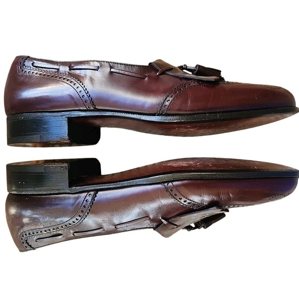 Florsheim Royal Imperial Mens 8 D Burgundy Leather Kiltie Tassel Wingtip Loafers